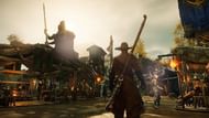 A player at a settlement in New World (Image via Amazon Games)